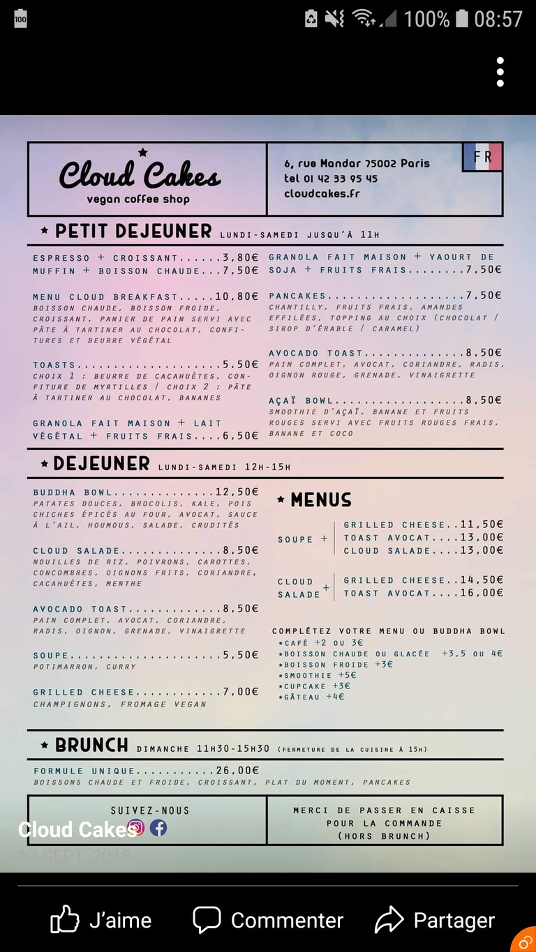 Cloud Cakes menu 1