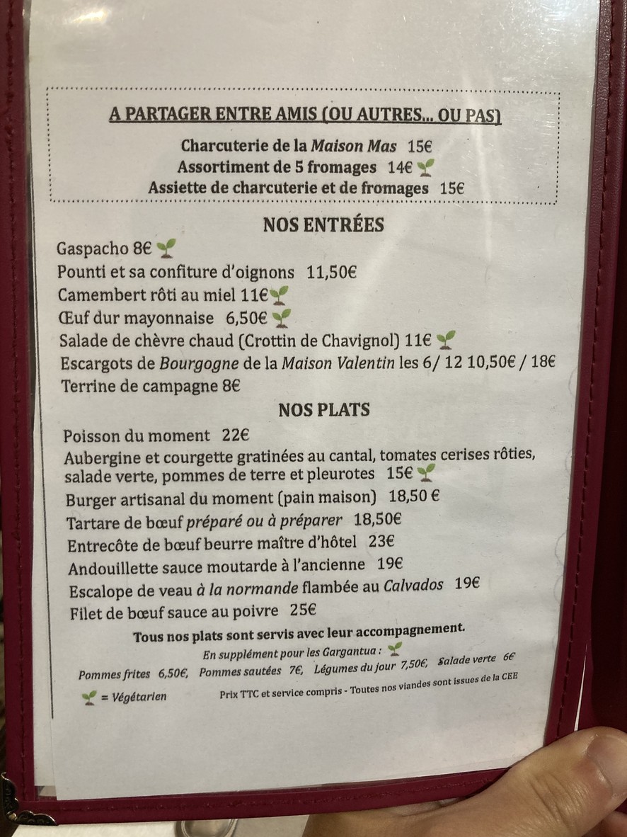 Le Trumilou menu 1