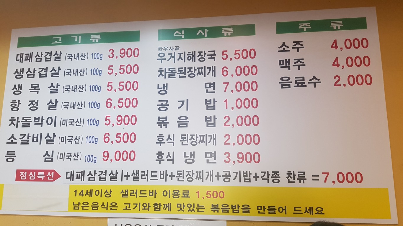 Daebak Gogi Jip (Nombre del restaurante) menu 1