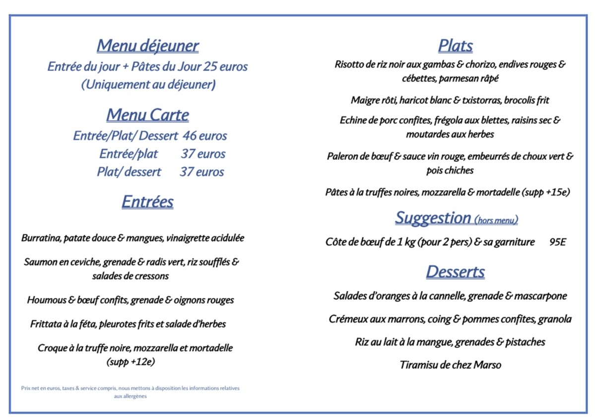 Marso & co menu 1