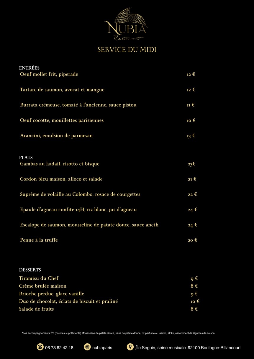 La Nubia menu 1