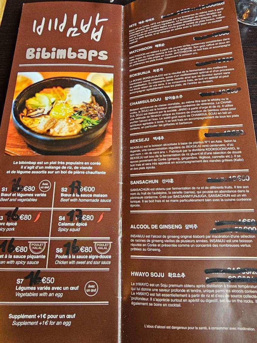 Bibimbaps menu 3
