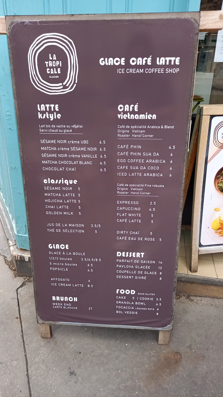 La Tropicale Glacier Paris 12 menu 1
