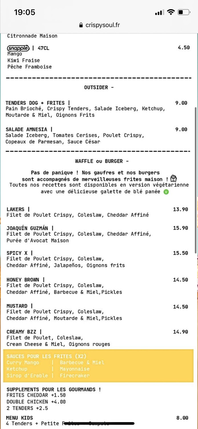 Crispy Soul menu 1