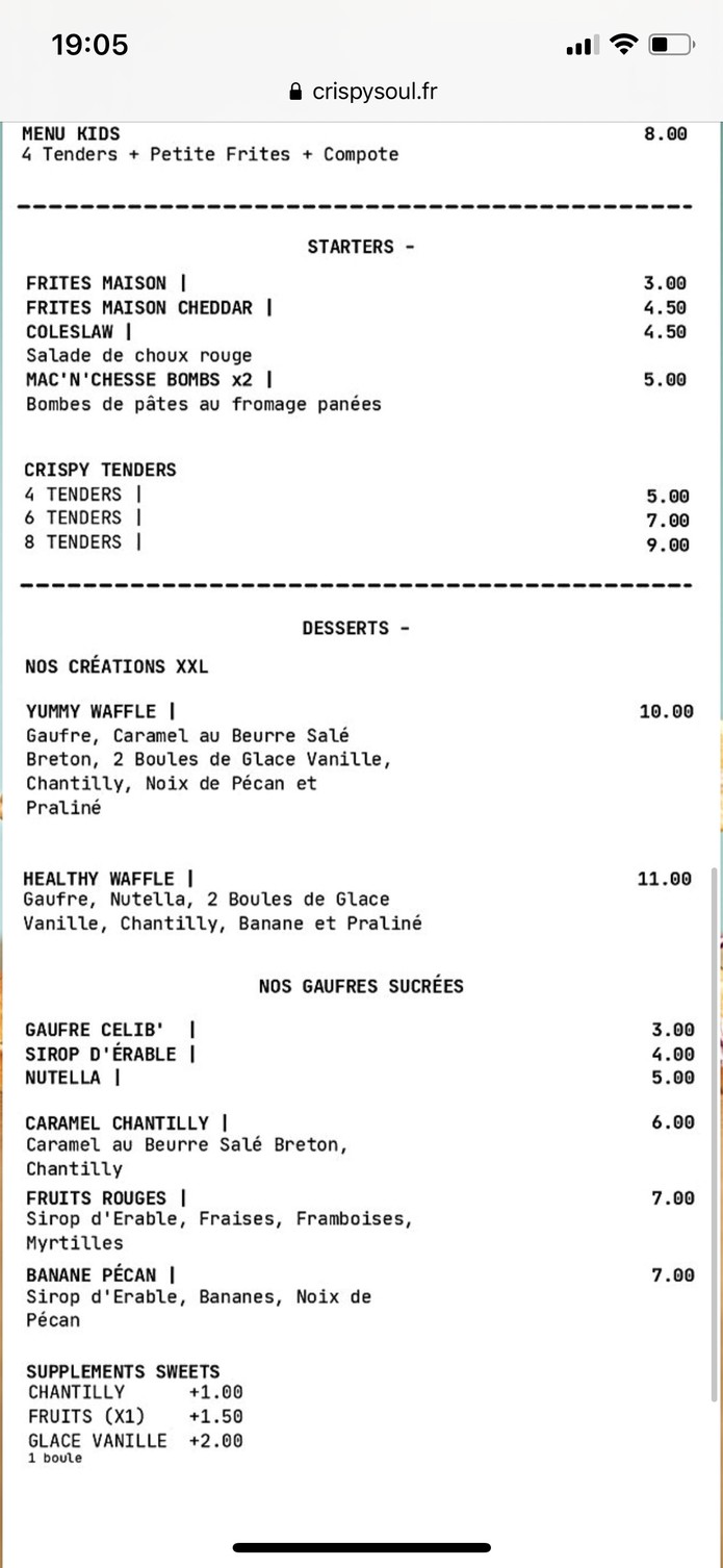 Crispy Soul menu 2