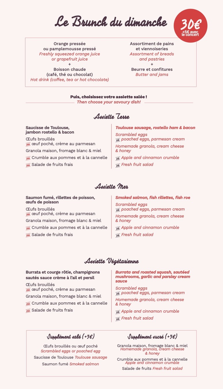 Péniche Marcounet menu 1