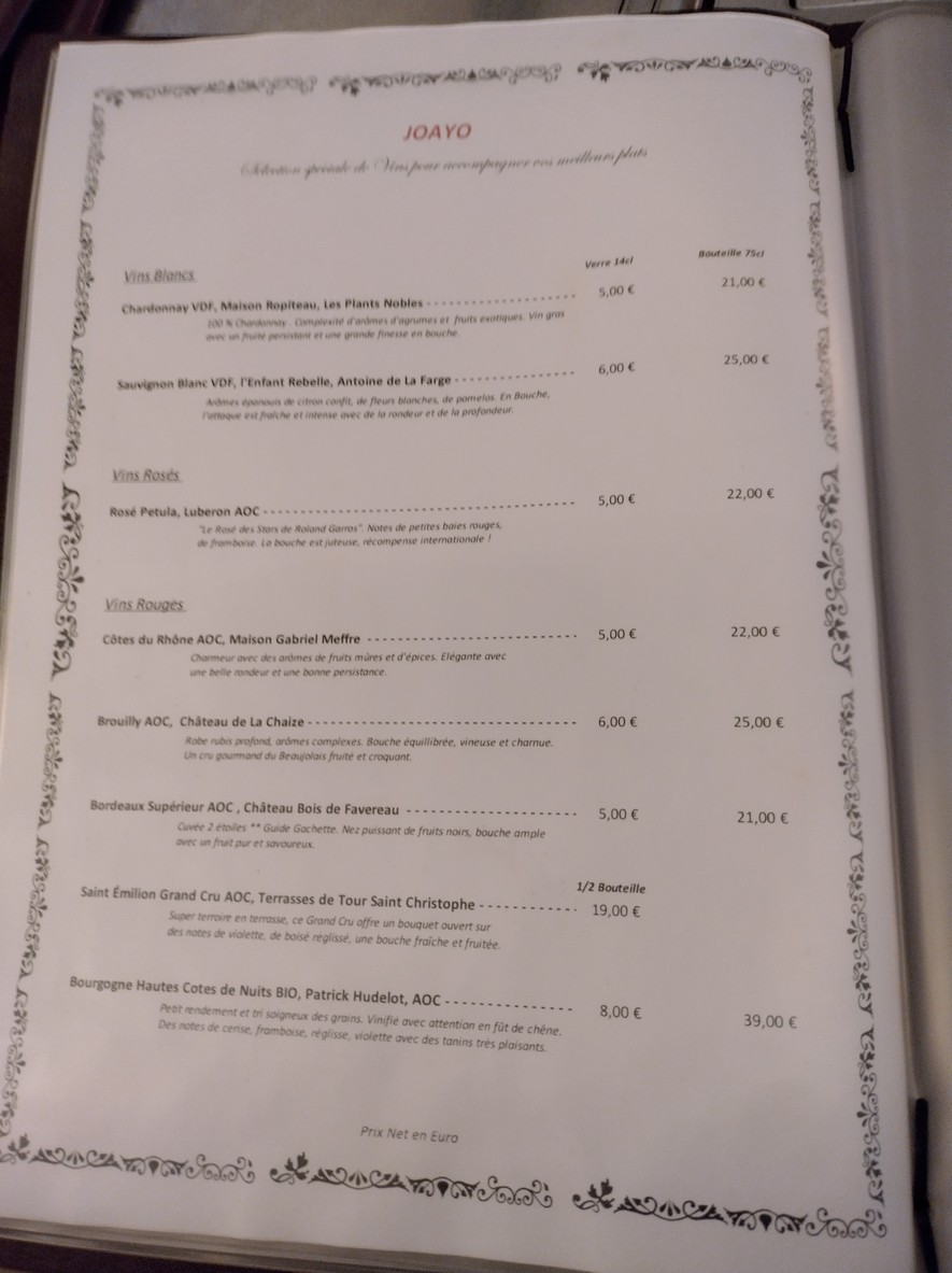 Joayo Alésia menu 7