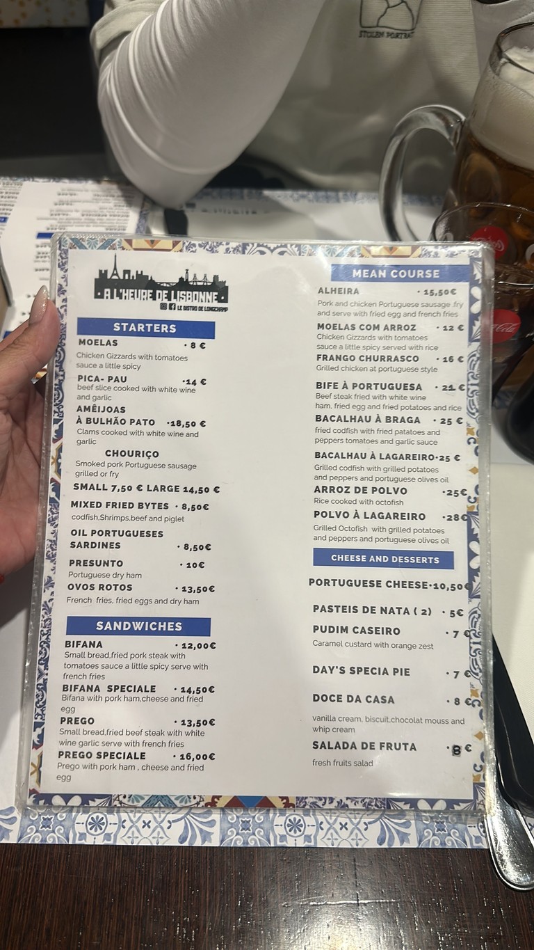 Le Bistro de Longchamp menu 1