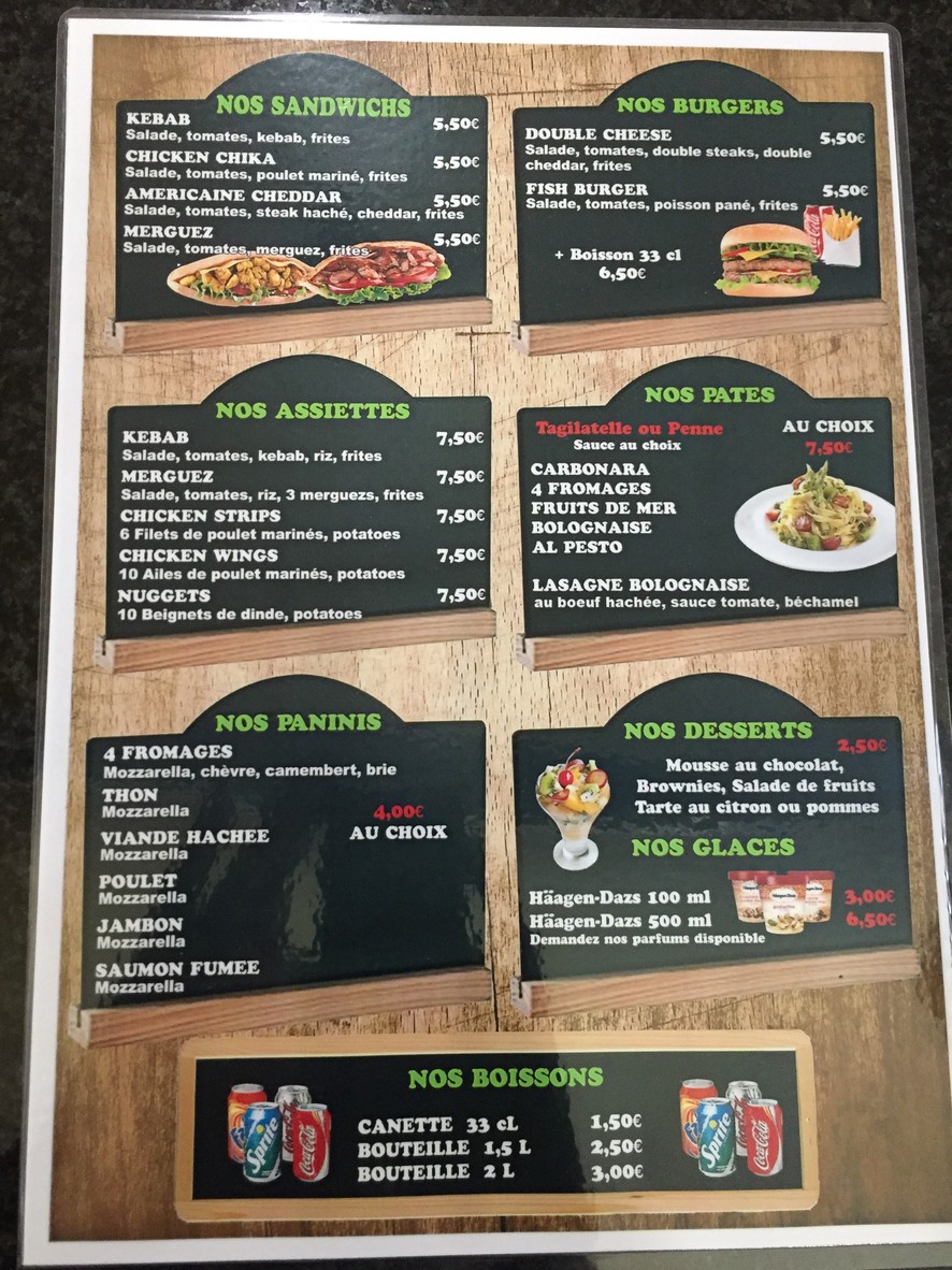 La Sicilienne menu 2