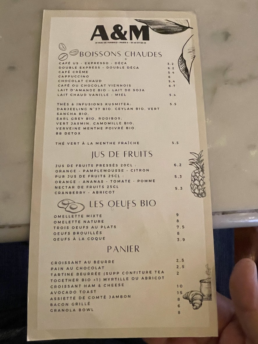 Café des Arts et Métiers menu 3