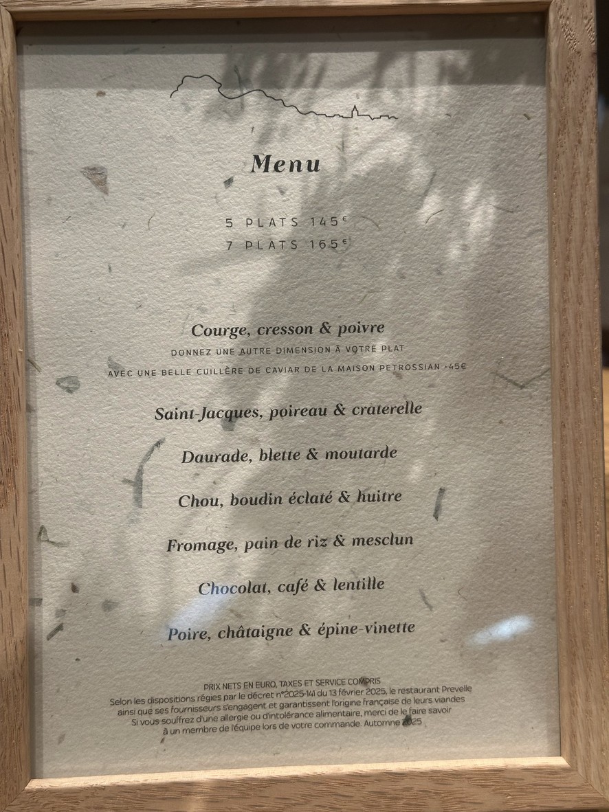 Prévelle menu 1