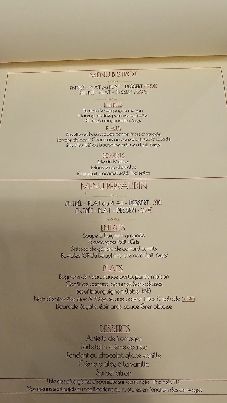 Perraudin menu 1