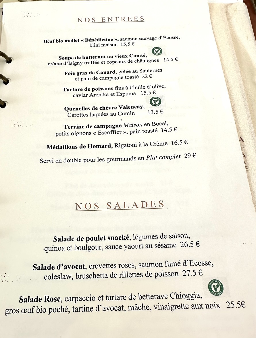 Le Maresquier menu 1