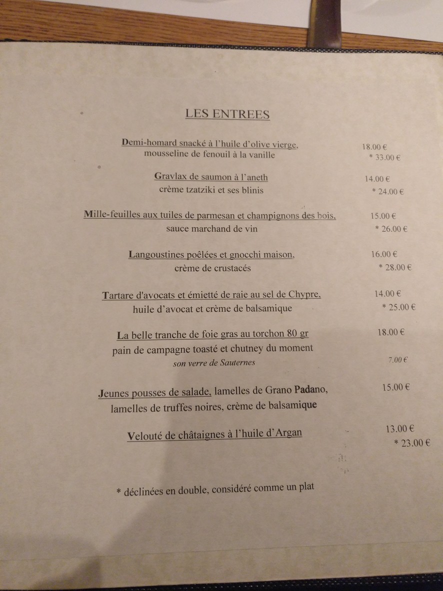 Le Maresquier menu 2