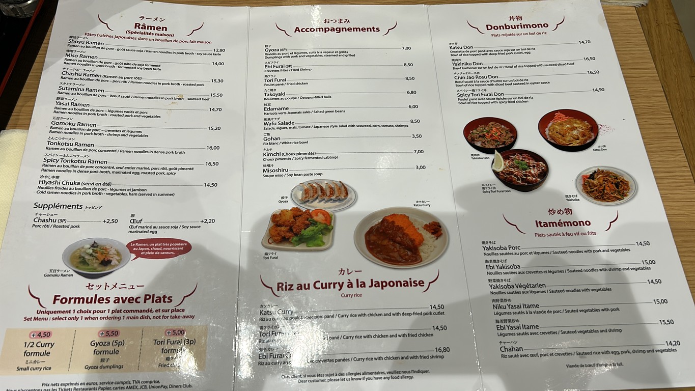 Sapporo menu 2