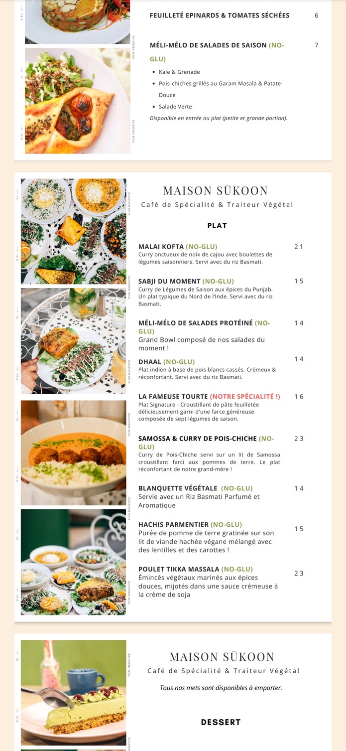 Maison Sūkoon Vegan menu 2