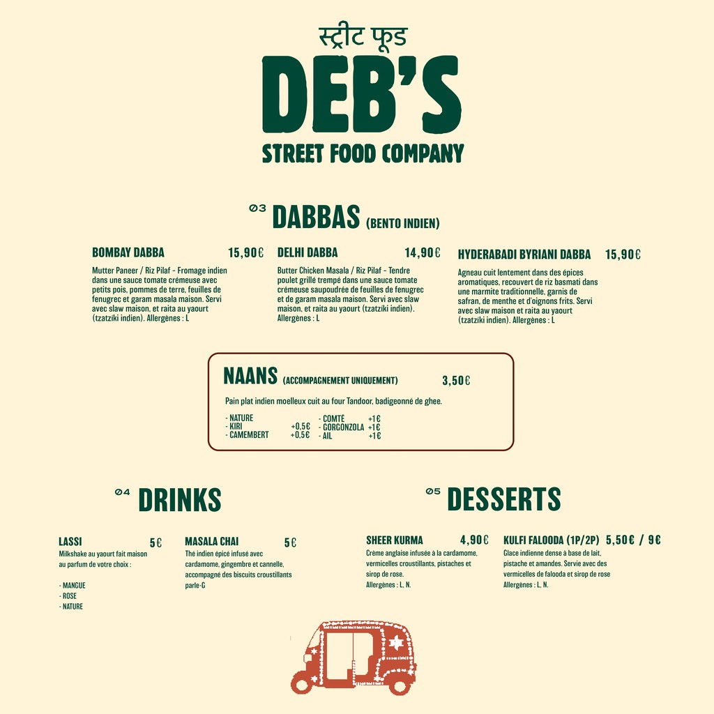 Deb's Streetfood menu 2