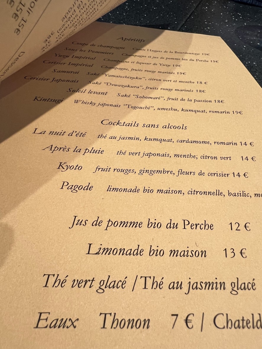 Sous les Cerisiers menu 2