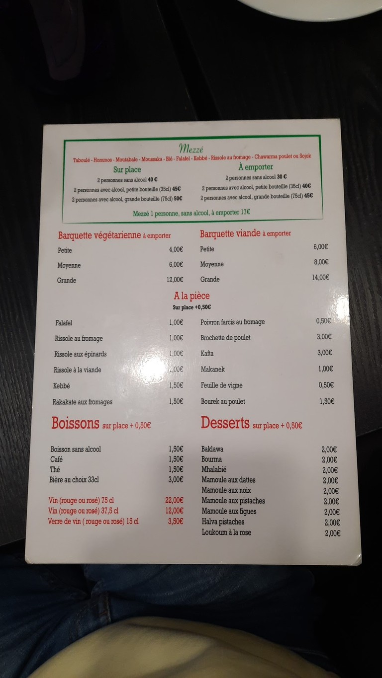L'Orient des Champs menu 2