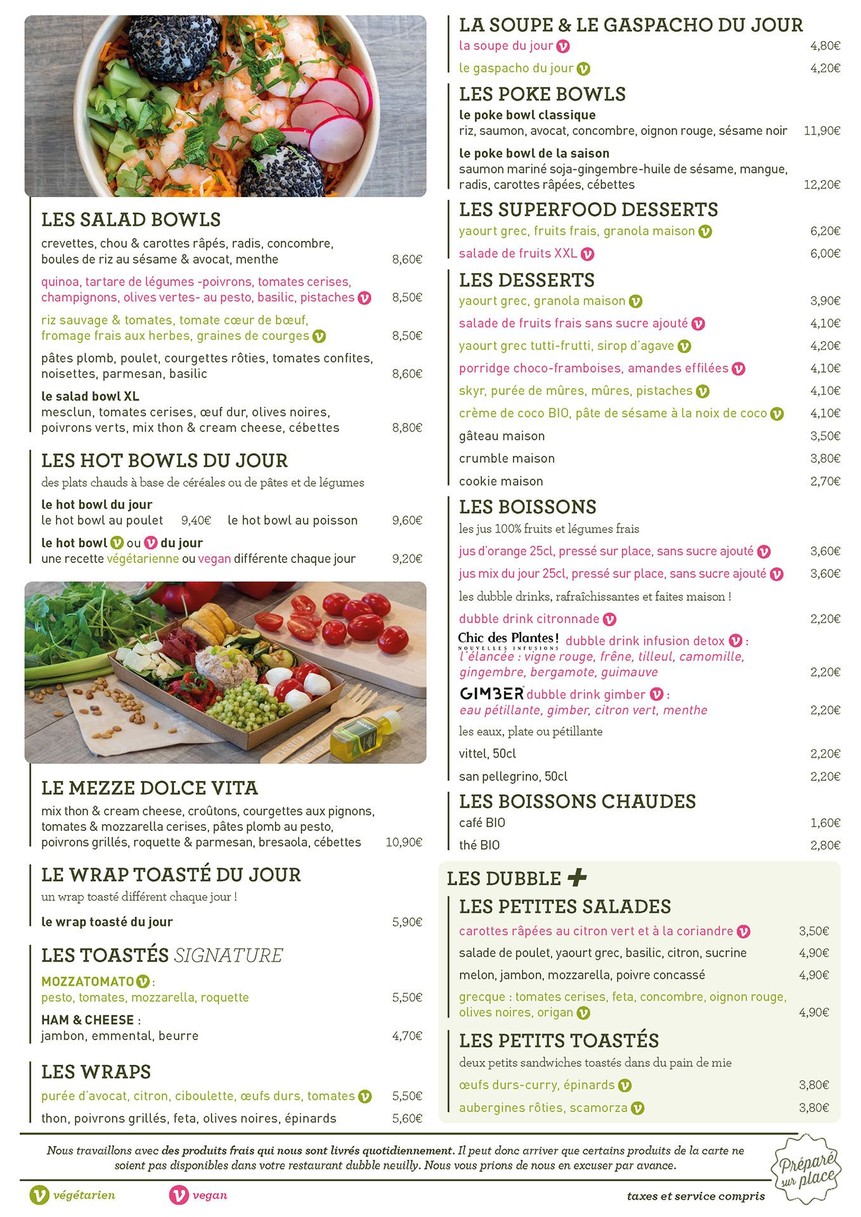 Dubble Neuilly | Healthy Food menu 1