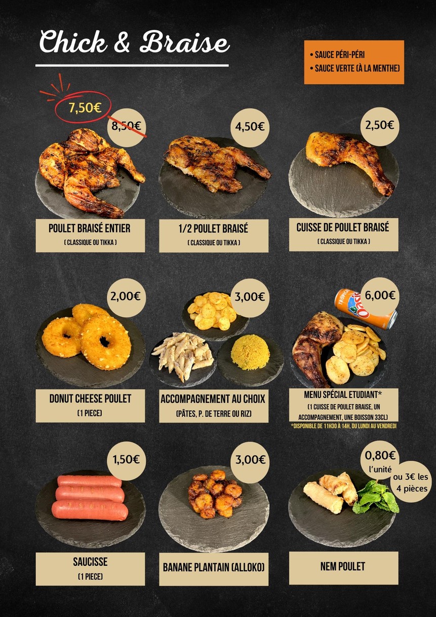 Chick & Braise menu 1