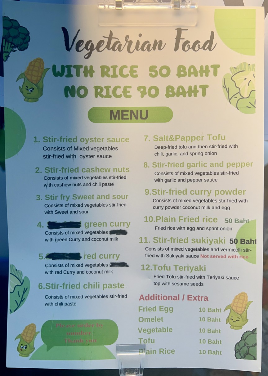Vegetarian Society in Chatuchak menu 2