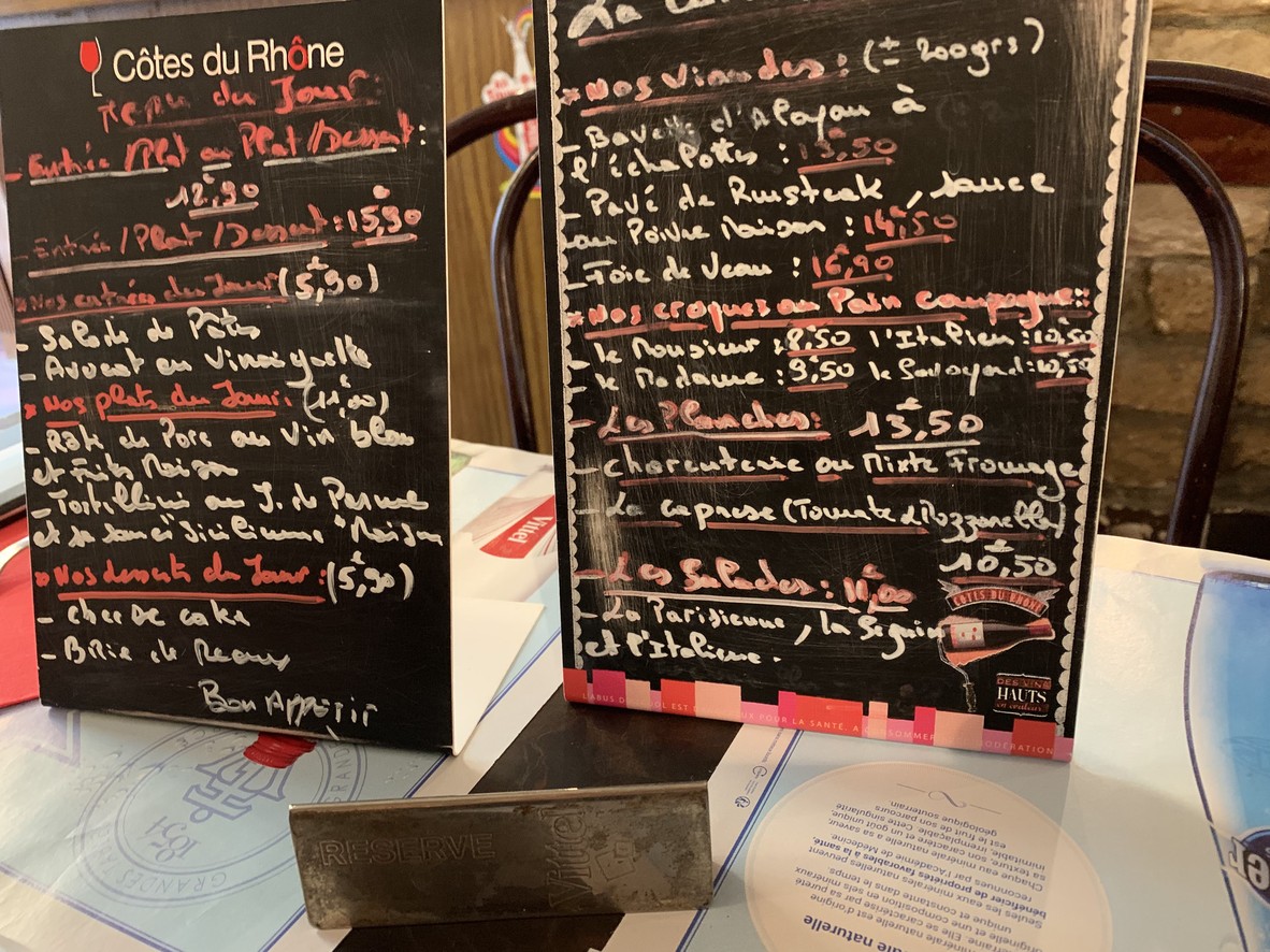 Au Vieux Paris menu 1