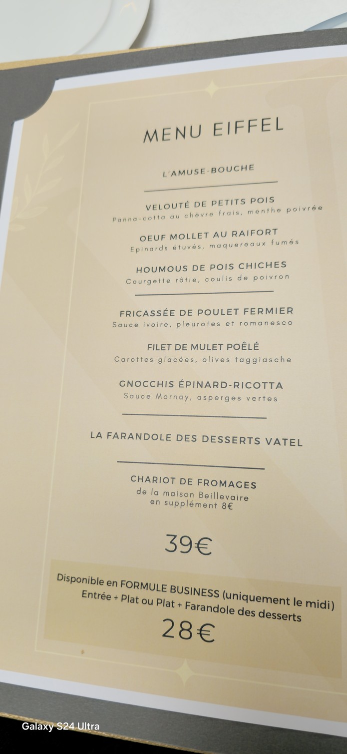 Restaurant Vatel Paris menu 1