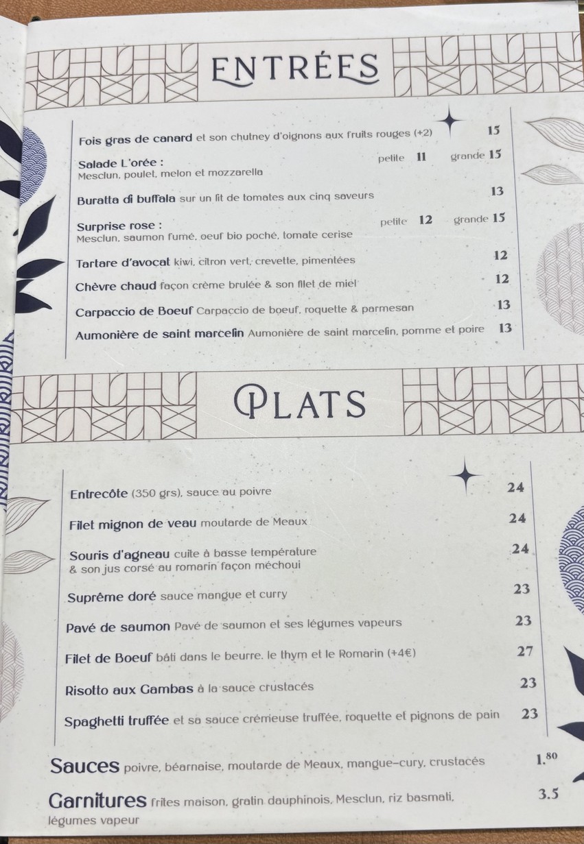 Le Toquet (L’orée) menu 2