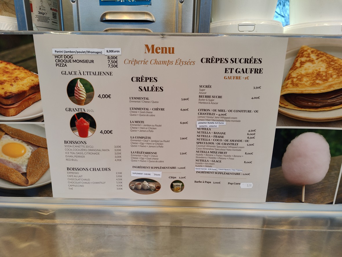 Crêperie des Champs Elysées menu 1