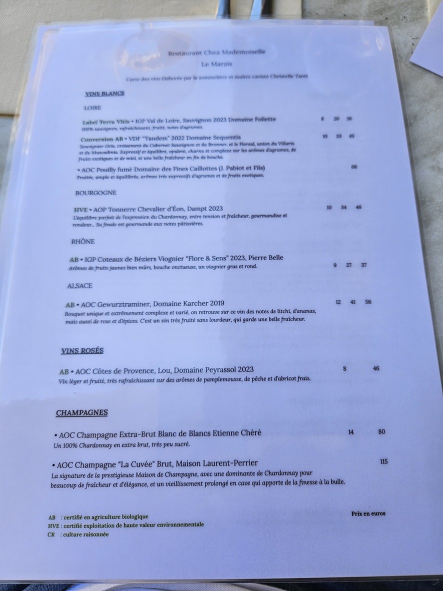 Chez Mademoiselle menu 2