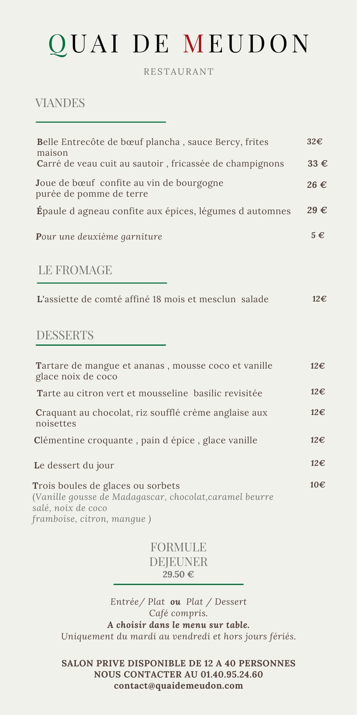 Quai de meudon menu 2