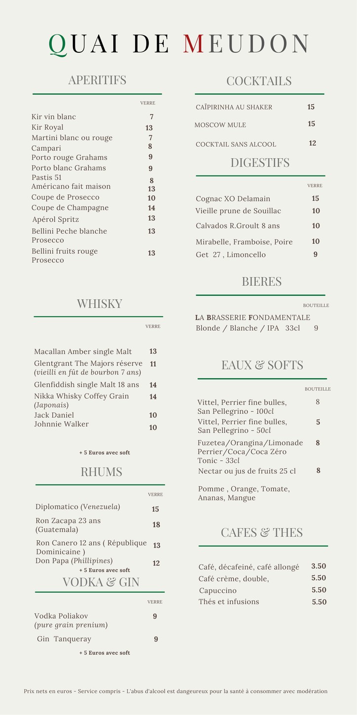 Quai de meudon menu 3