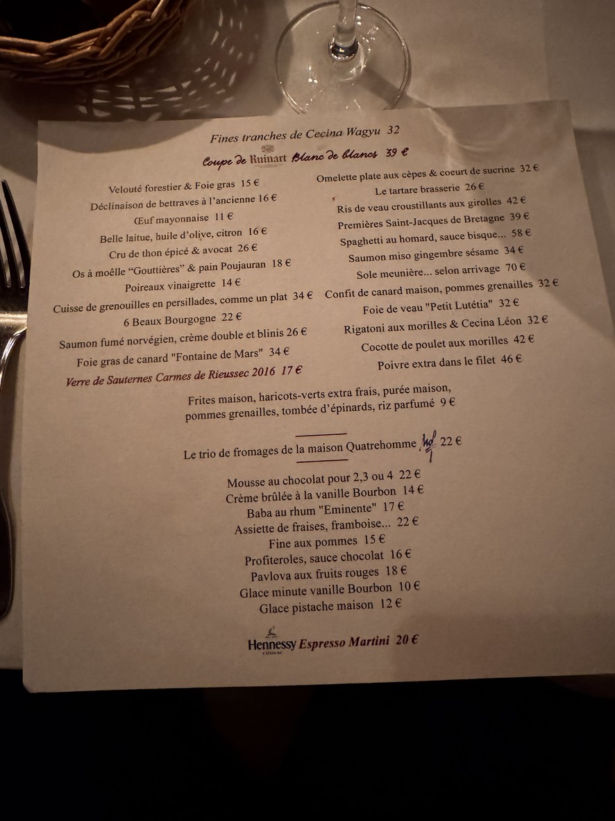 Le Petit Lutetia menu 1
