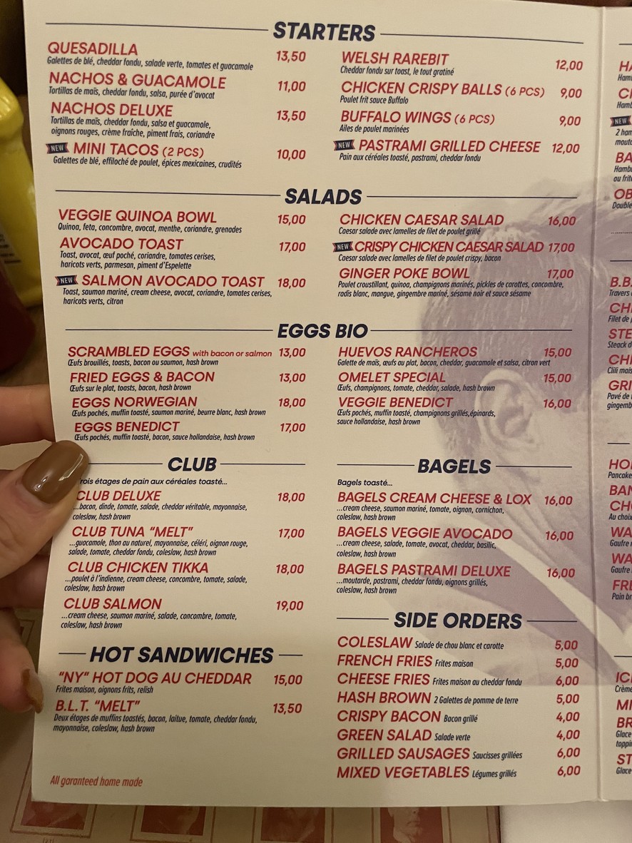 Coffee Parisien menu 1