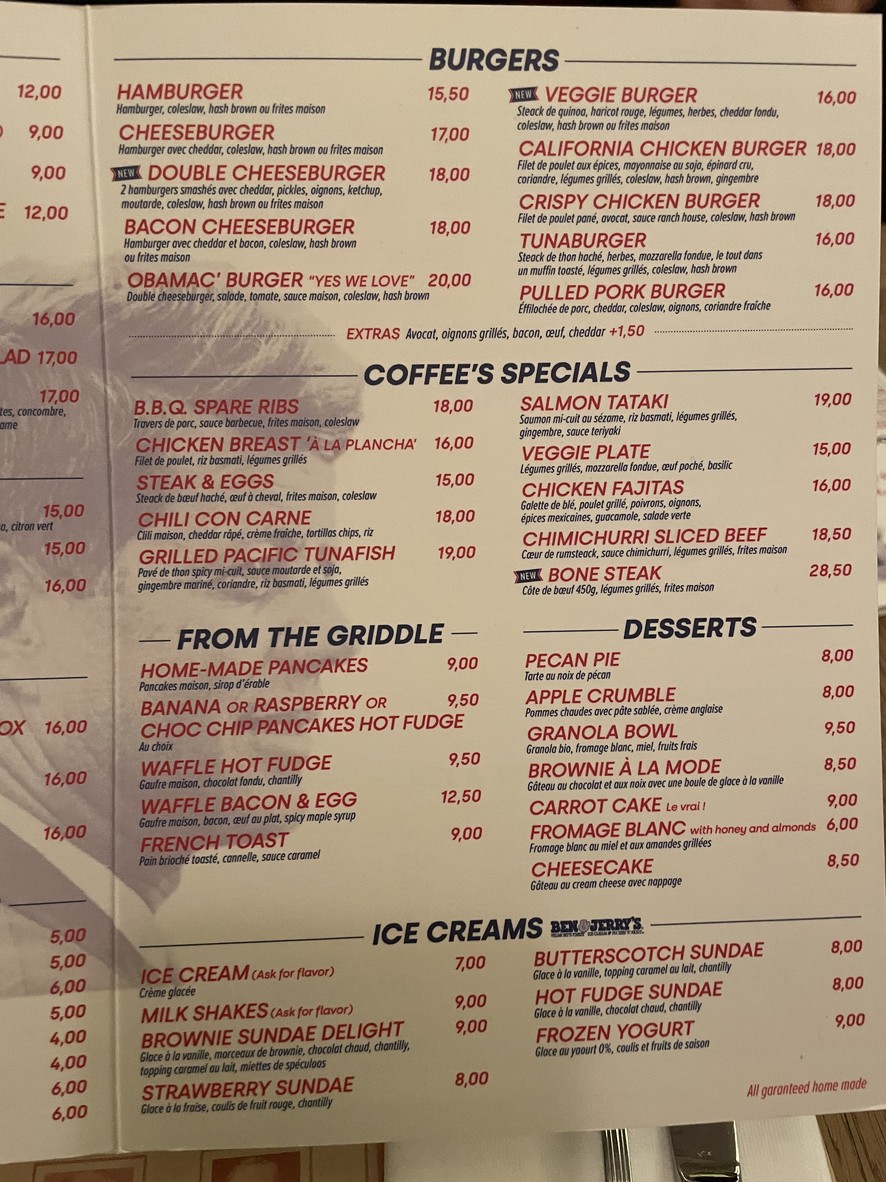 Coffee Parisien menu 2