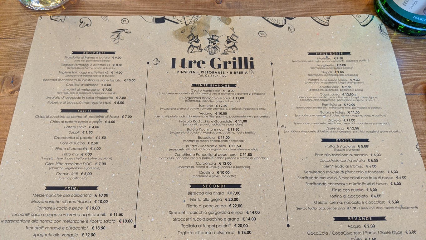 I Tre Grilli Pinseria menu 1