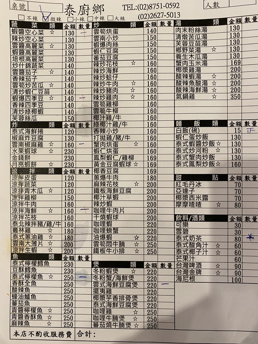 Tai Chu Xiang menu 1