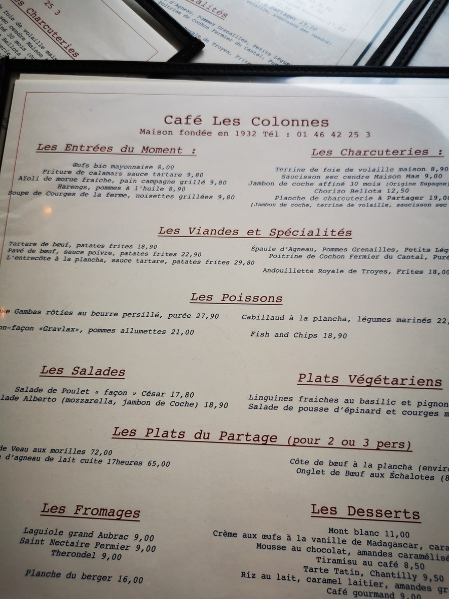 Las Columnas menu 1