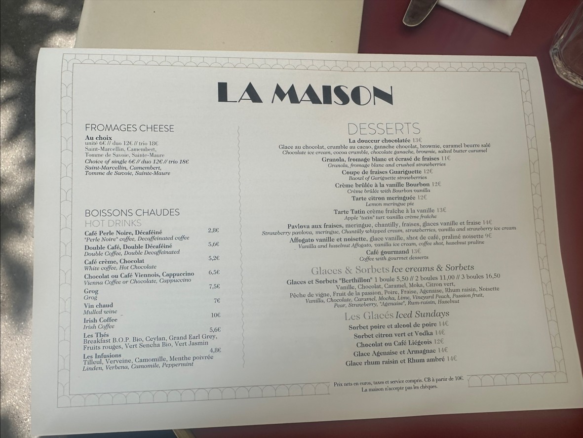 La Maison menu 2