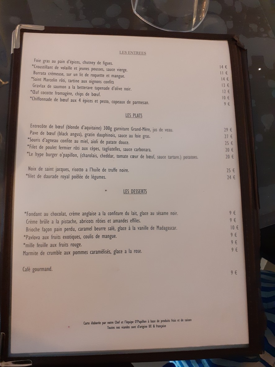 O'Papillon menu 2