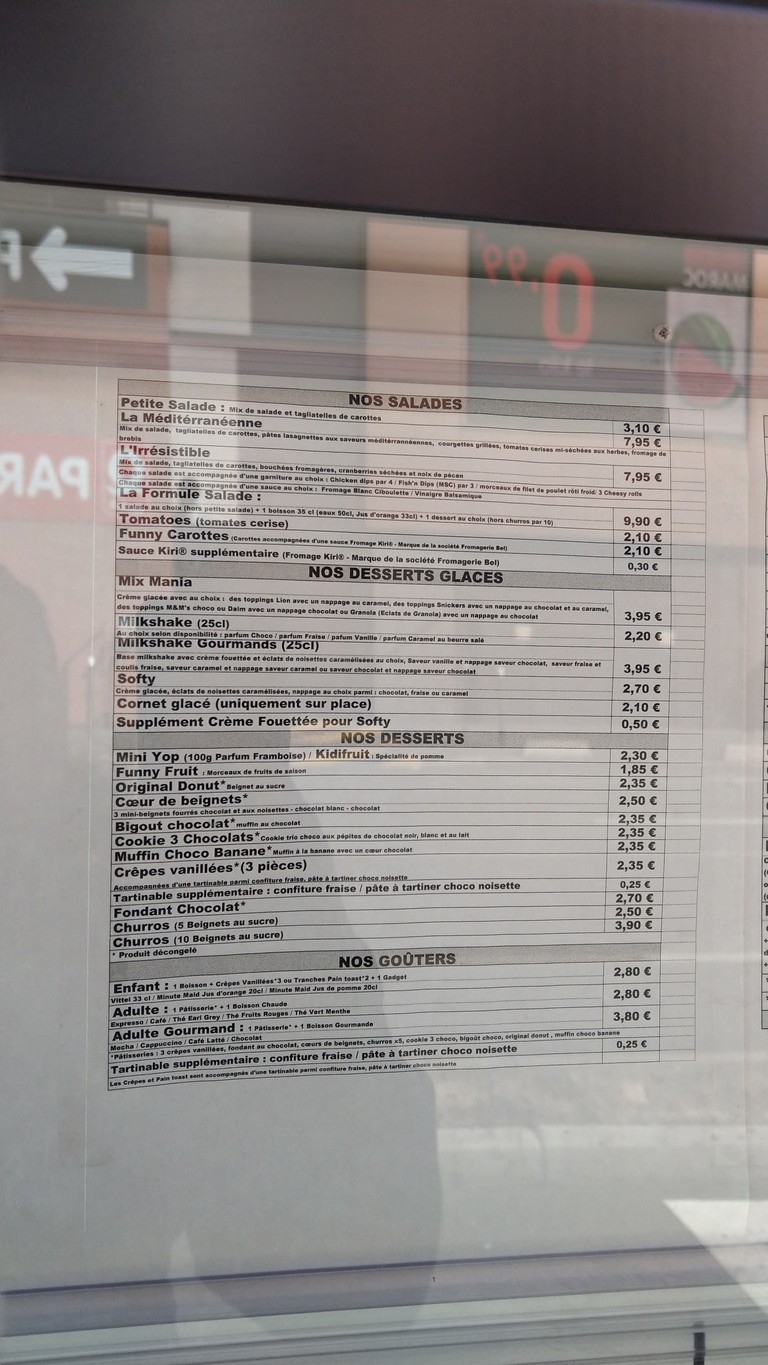 Quick de La Courneuve menu 2