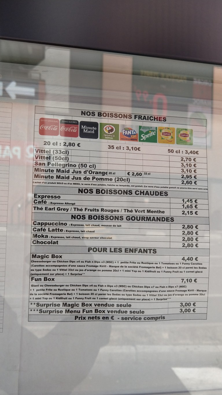 Quick de La Courneuve menu 3