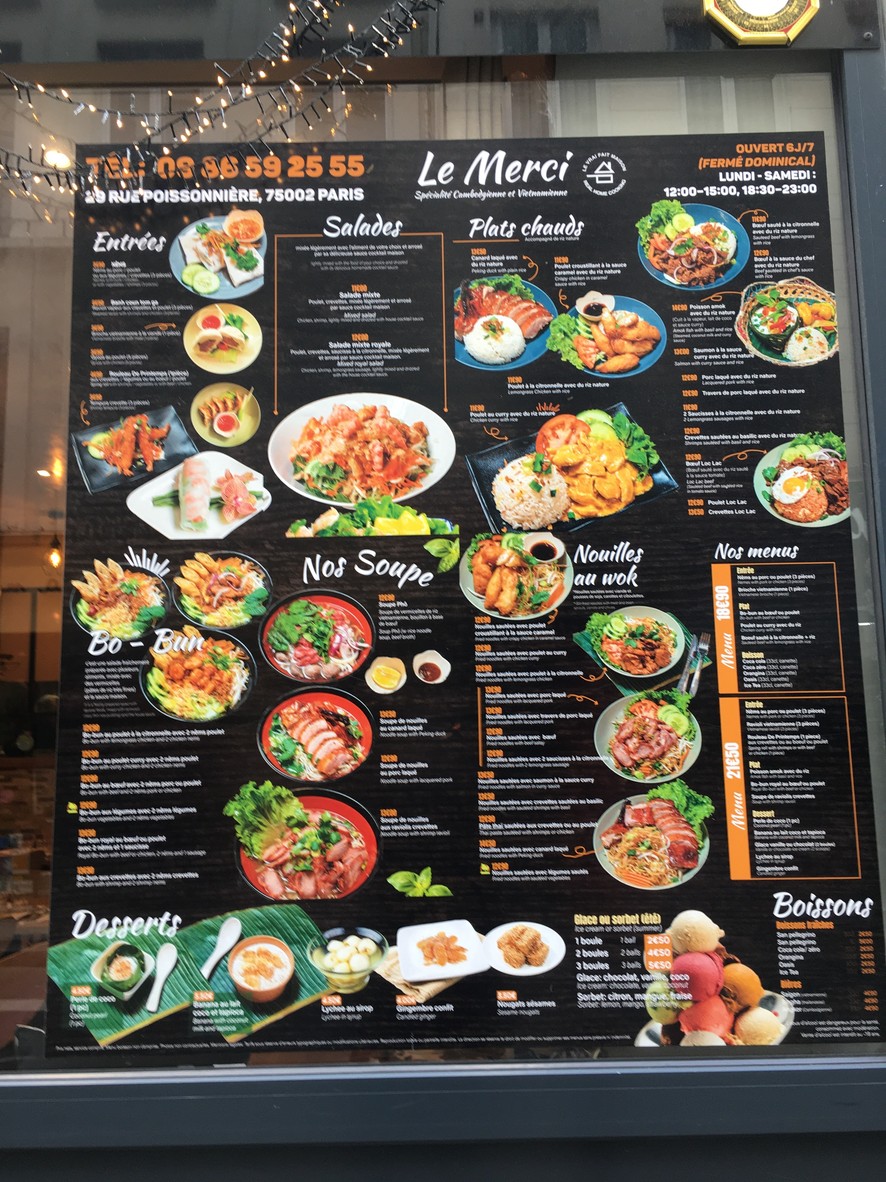 Le Merci menu 1