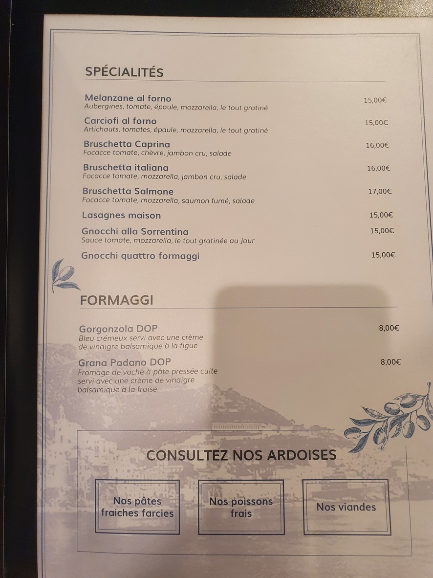 Amalfi menu 1