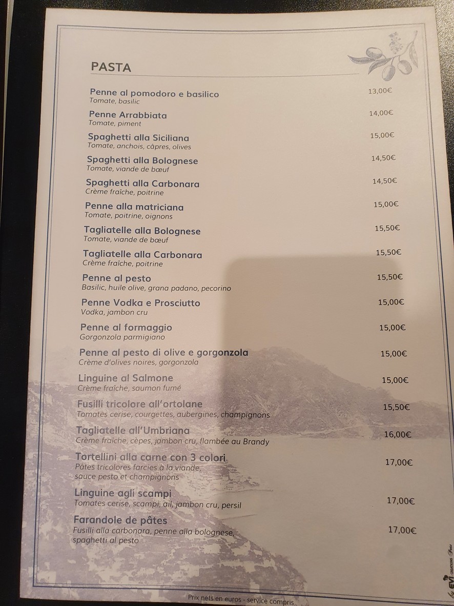 Amalfi menu 2