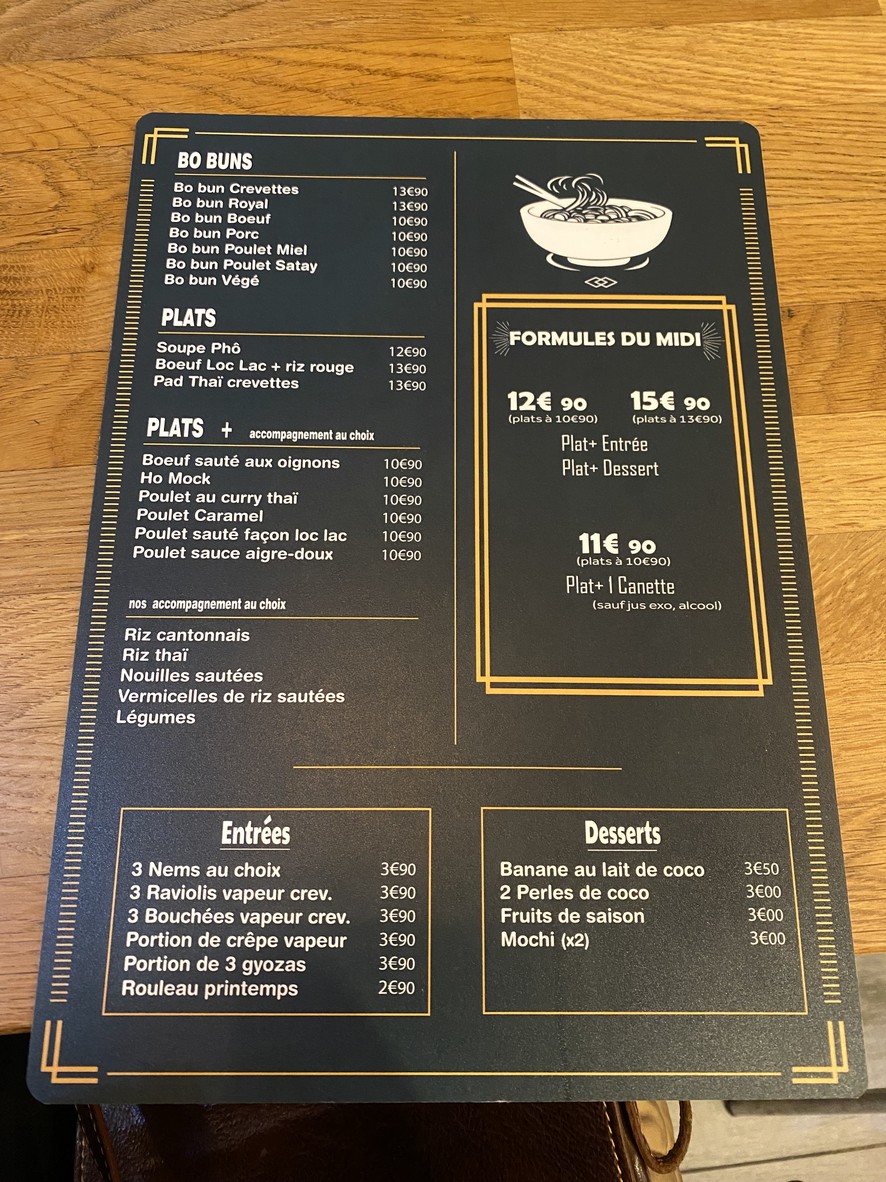 La Cantine Viet-Thai 92 menu 2