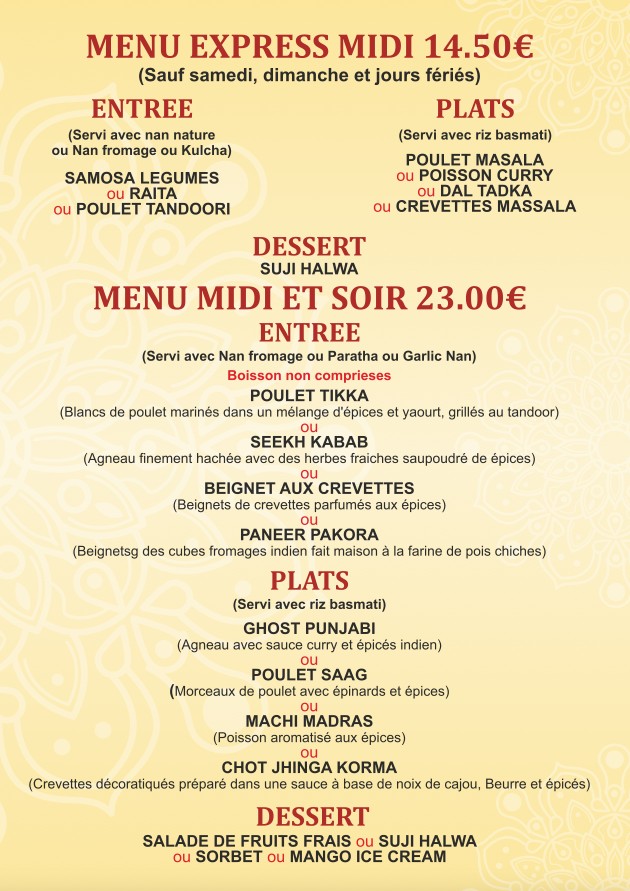 Chez Vandan menu 2