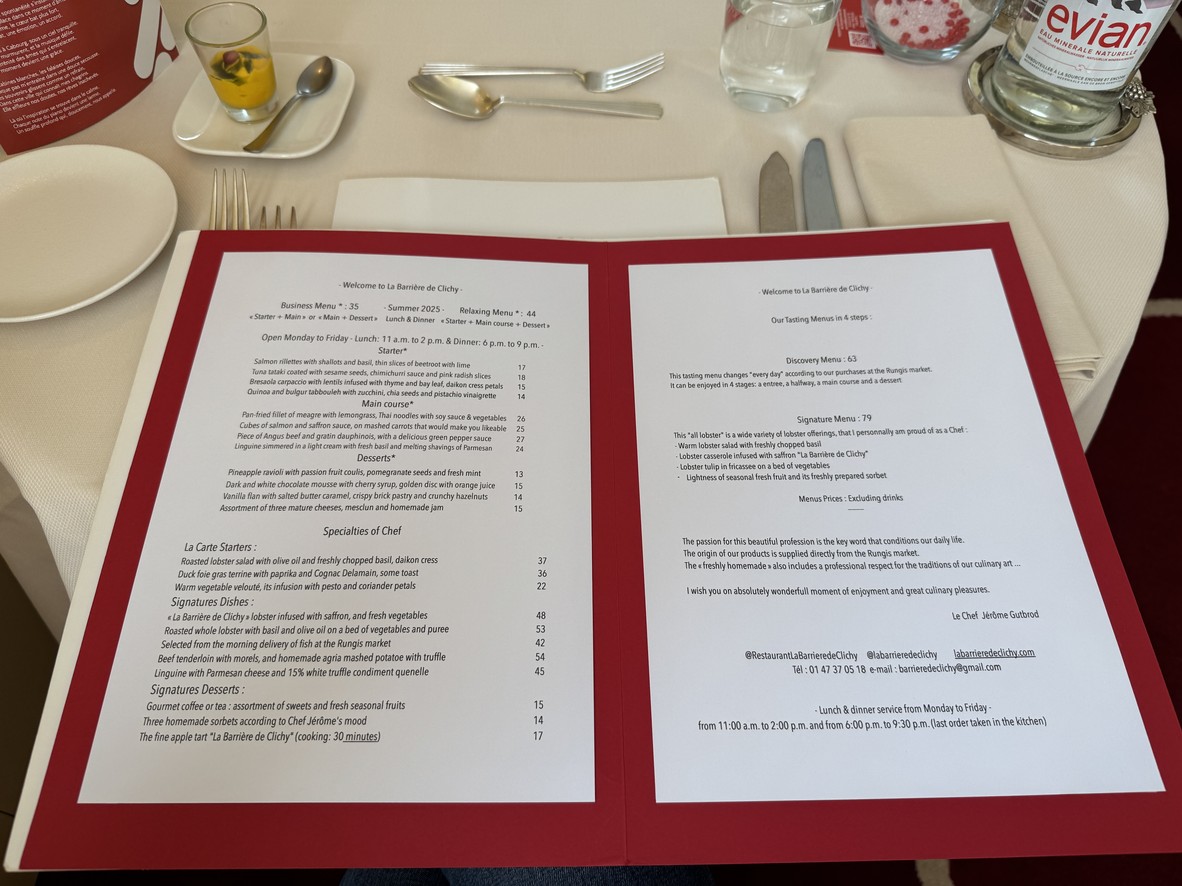 La barrière de Clichy menu 1