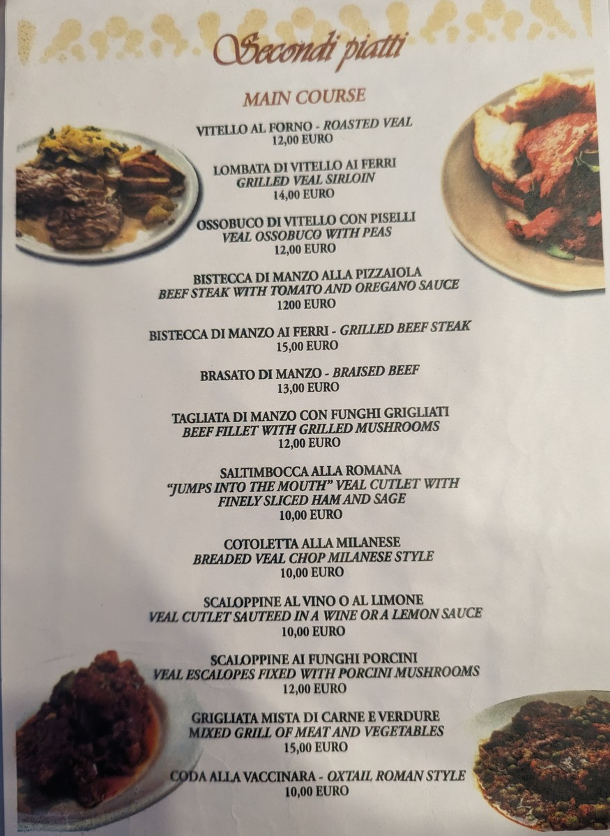 La Forchetta d´Oro menu 3